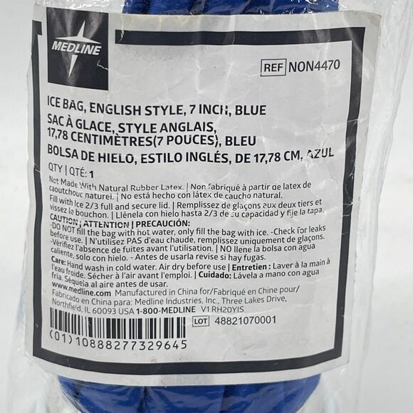 Medline Blue English Style Ice Bag 7” Reusable Cold Therapy Compress New - Picture 2 of 8